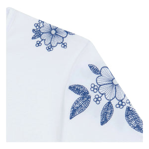 Tartine et Chocolat - T-Shirt mit Blumenstickerei | Weiß
