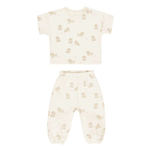 Quincy Mae - Conjunto de camiseta y pantalón | Crudo