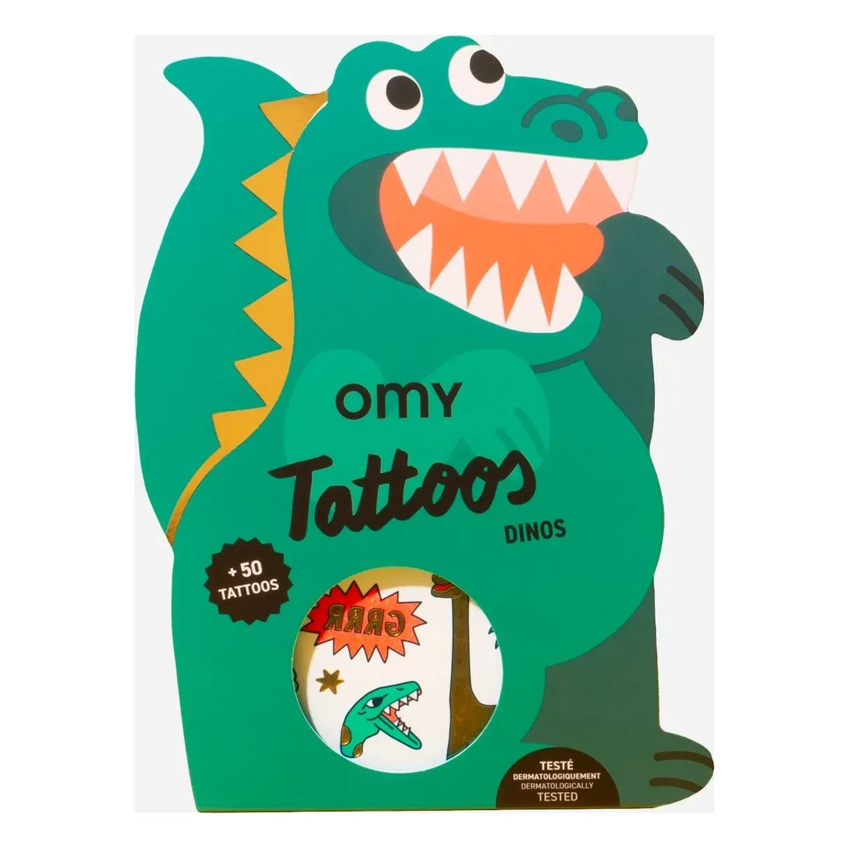 Omy - Tatuajes temporales Dinosaurios | Verde
