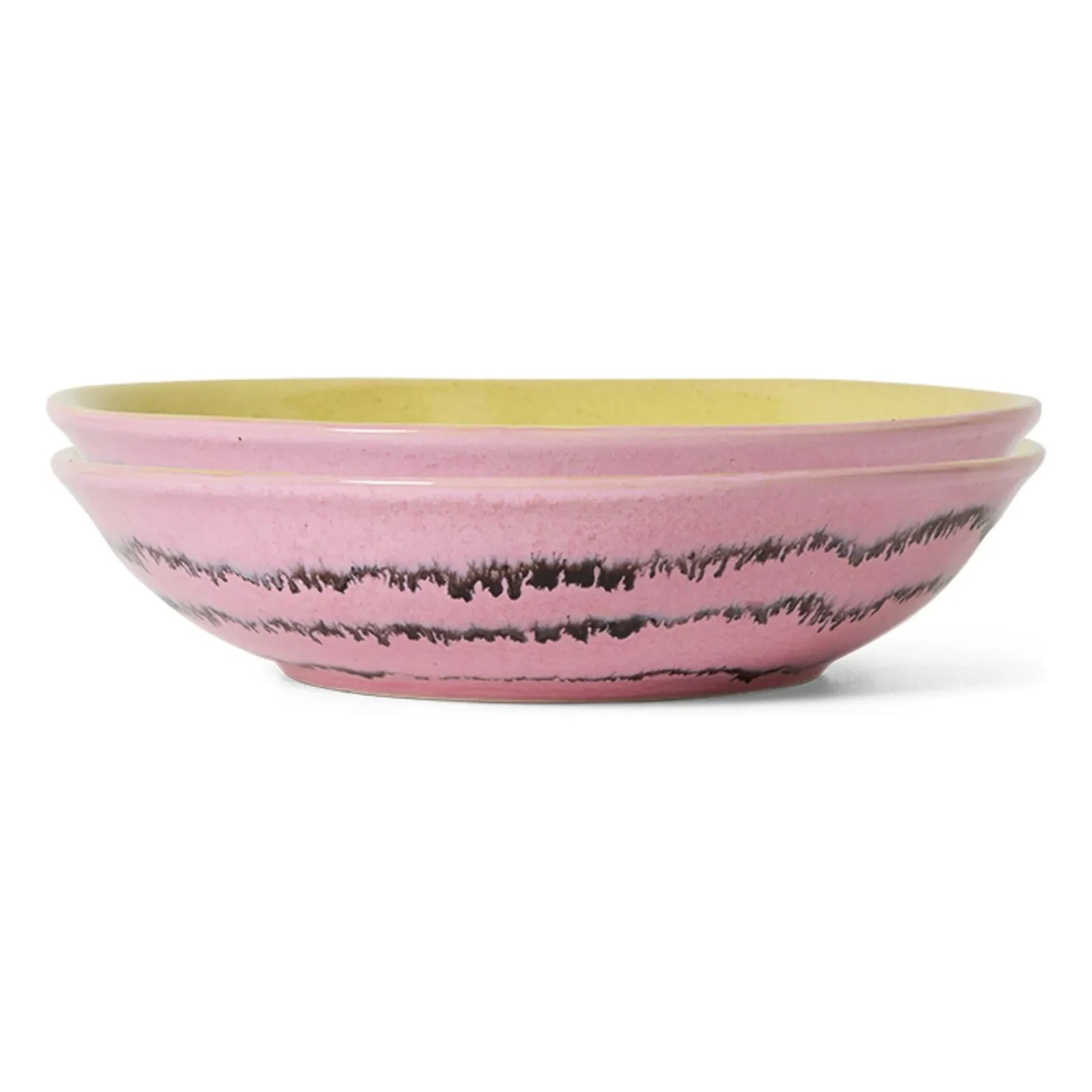 HKliving - Kabarcıklı çorba tabakları - 2'li Set | Pembe