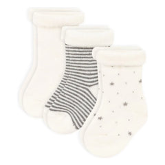Petit Bateau – Socken-Set Bouclette, 3er-Pack | Ecru