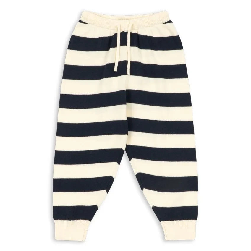 Konges Sløjd - Pantalones de punto a rayas Manis | Azul marino