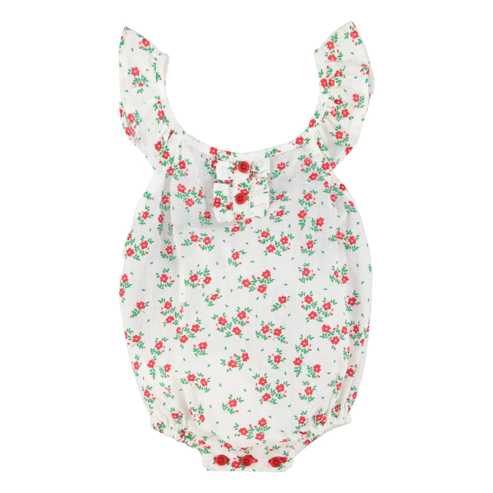 Piupiuchick - Bio-Baumwoll-Overall mit Blumenmuster | Weiß