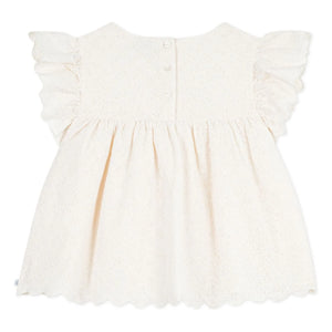 Petit Bateau – Broderie Anglaise Bluse aus Bio-Baumwolle | Ecru