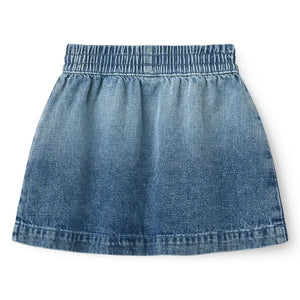Copenhagen Colors - Organik Pamuklu Denim Blok Baskı Etek | Mavi