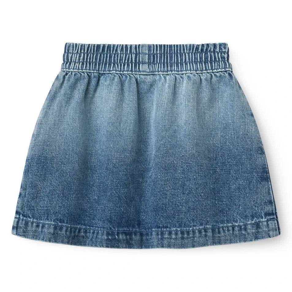 Copenhagen Colors - Organik Pamuklu Denim Blok Baskı Etek | Mavi