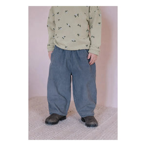 Studio Bohème - Fein gerippte Samt-Karottenhose aus Bio-Baumwolle | Grau-Blau