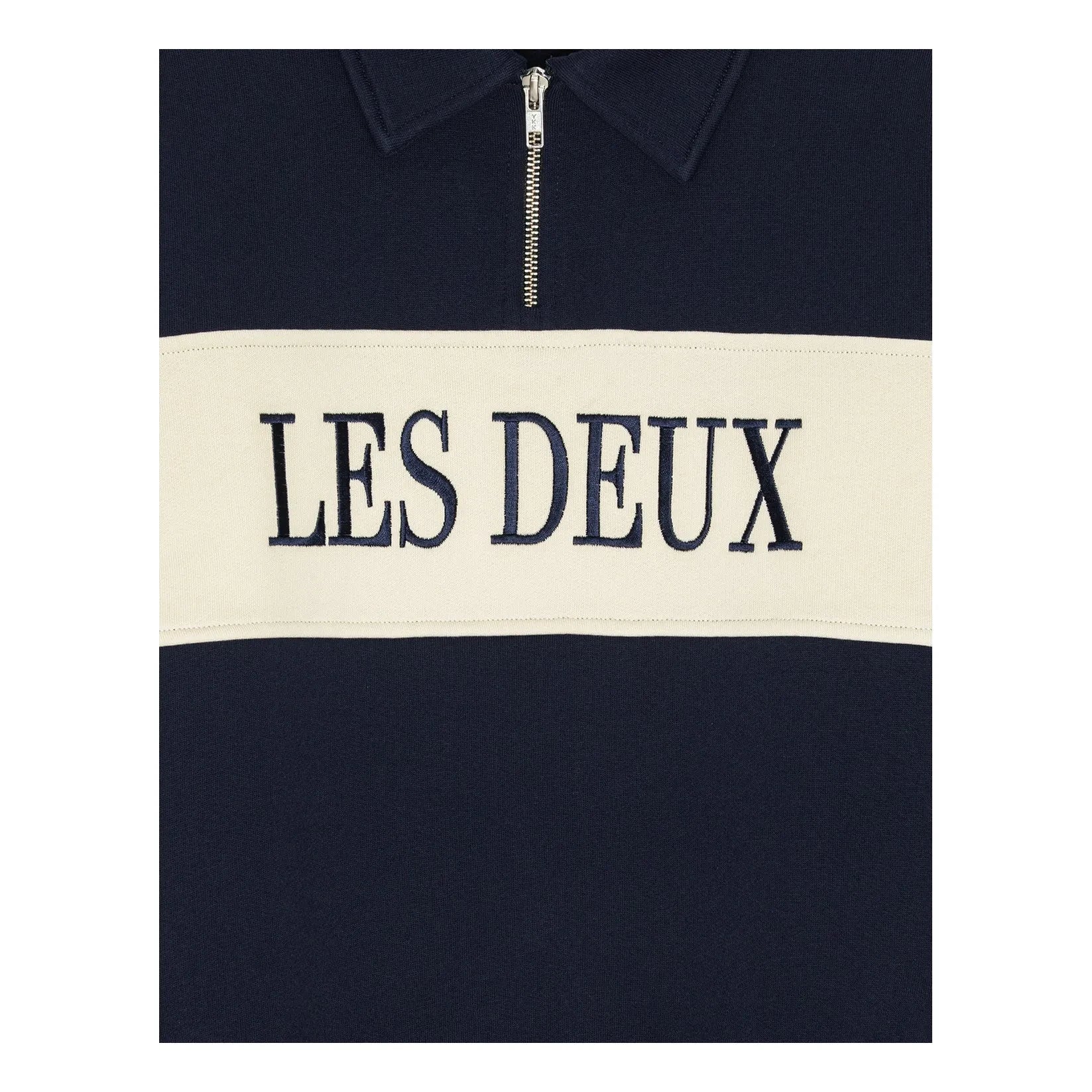Les Deux - Les Deux Organik Pamuk Rugby Fermuarlı Polo Gömlek | Lacivert