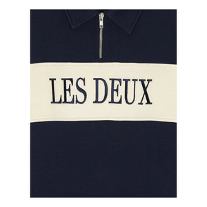 Les Deux - Les Deux Organik Pamuk Rugby Fermuarlı Polo Gömlek | Lacivert