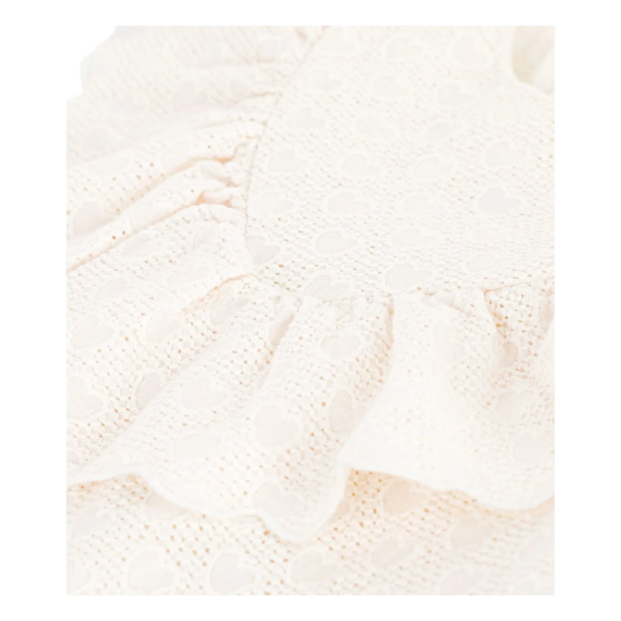 Petit Bateau - İngiliz Danteli Kalp Nakışlı Pamuk Elbise | Beyaz
