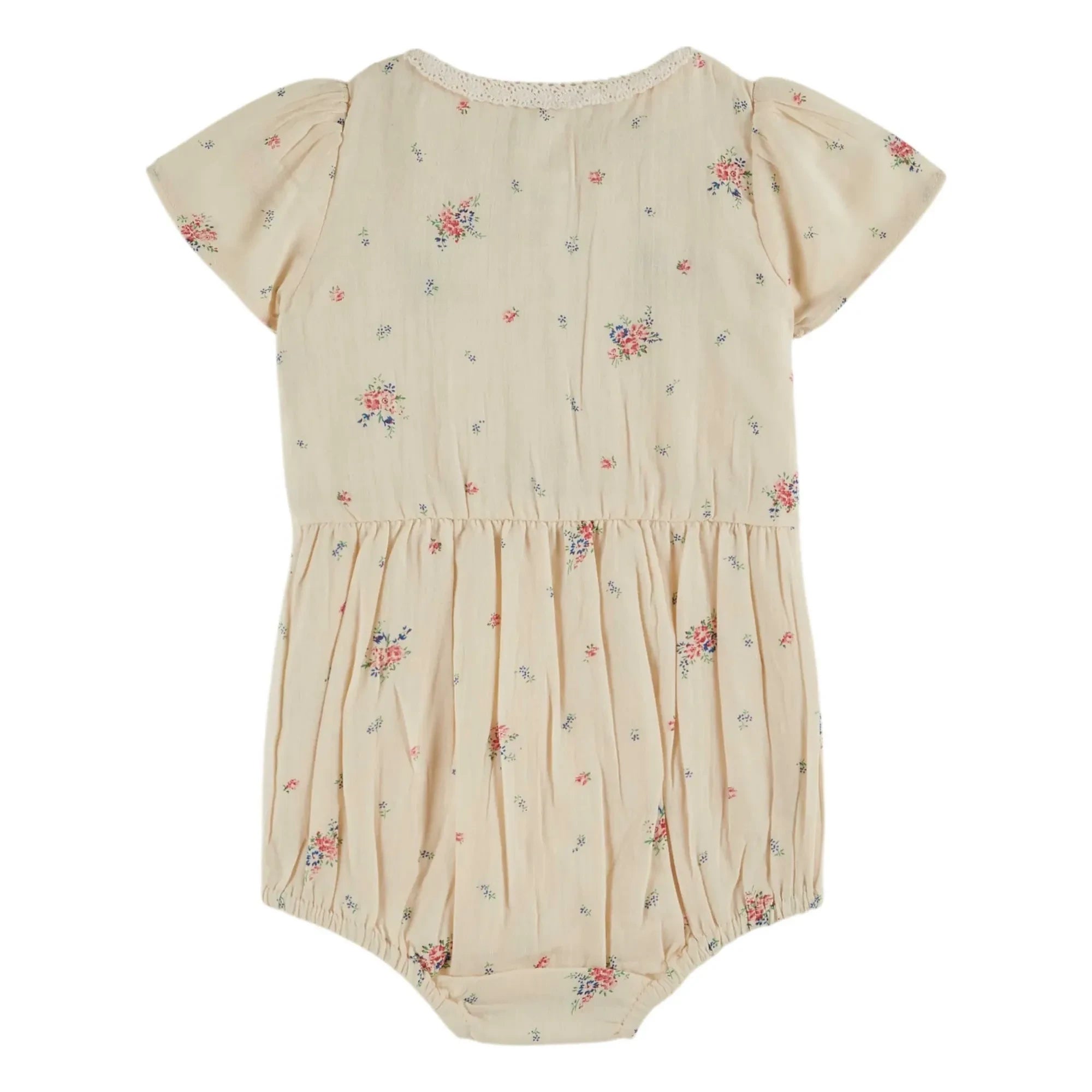 Emile and Ida - Gathered Organic Cotton Floral Jumpsuit | Cream