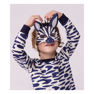 Petit Bateau - Zebra Pijama ve Maske Seti | Ecru