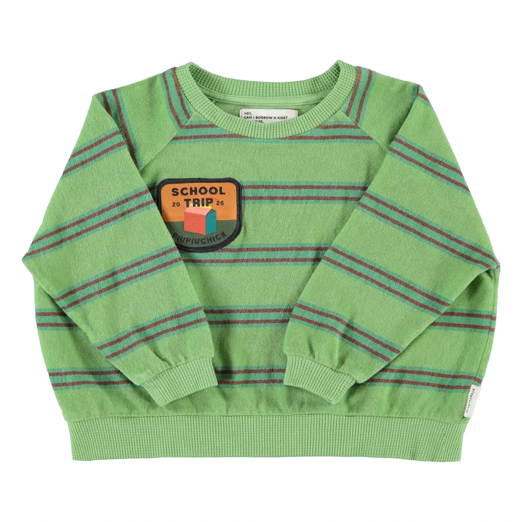 Piupiuchick - Çizgili Organik Pamuklu Sweatshirt | Yeşil