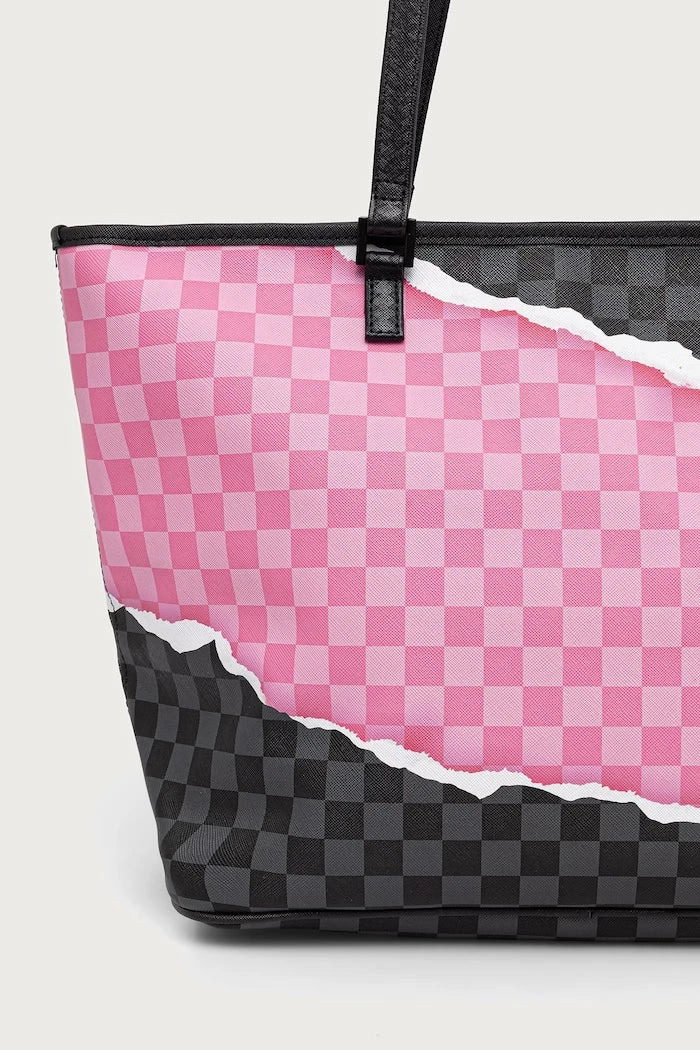 Sprayground - Bolsa de Compra de Cuero Sintético Negro con Pantera Rosa para Mujeres 910T9377NSZ