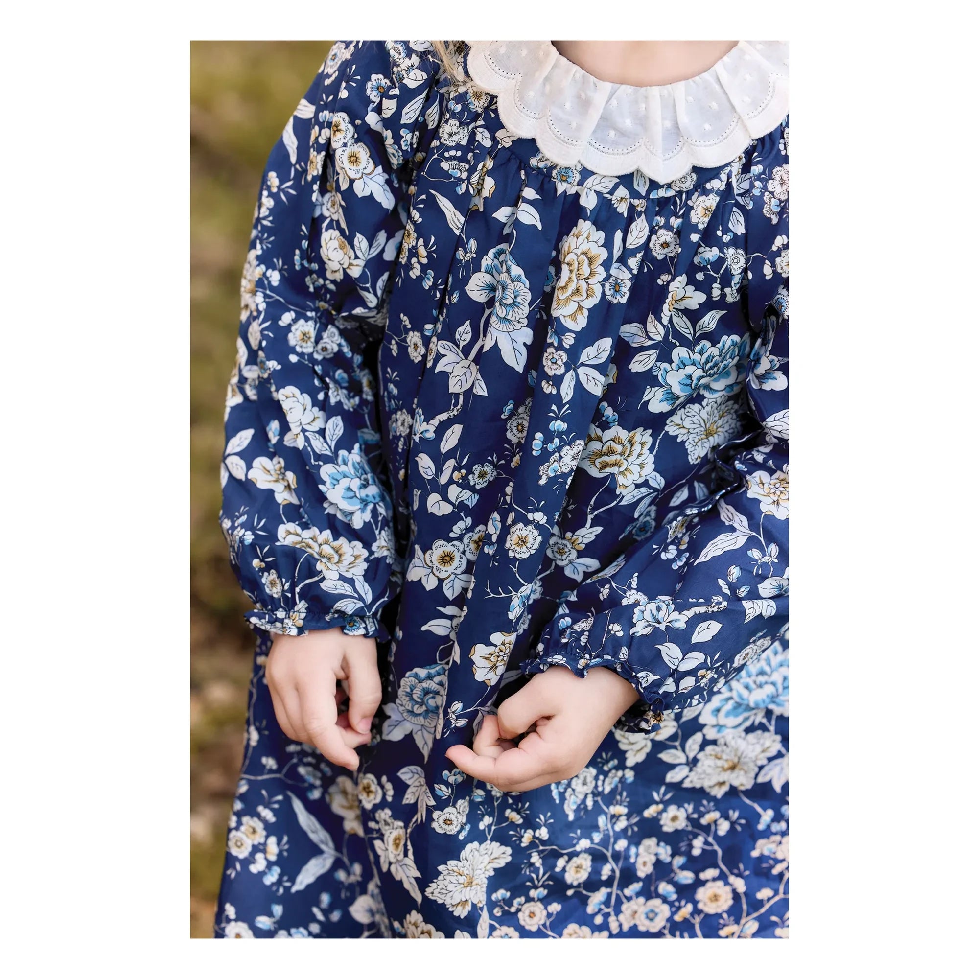 Tartine et Chocolat - Vestido con cuello ondulado de flores | Azul marino