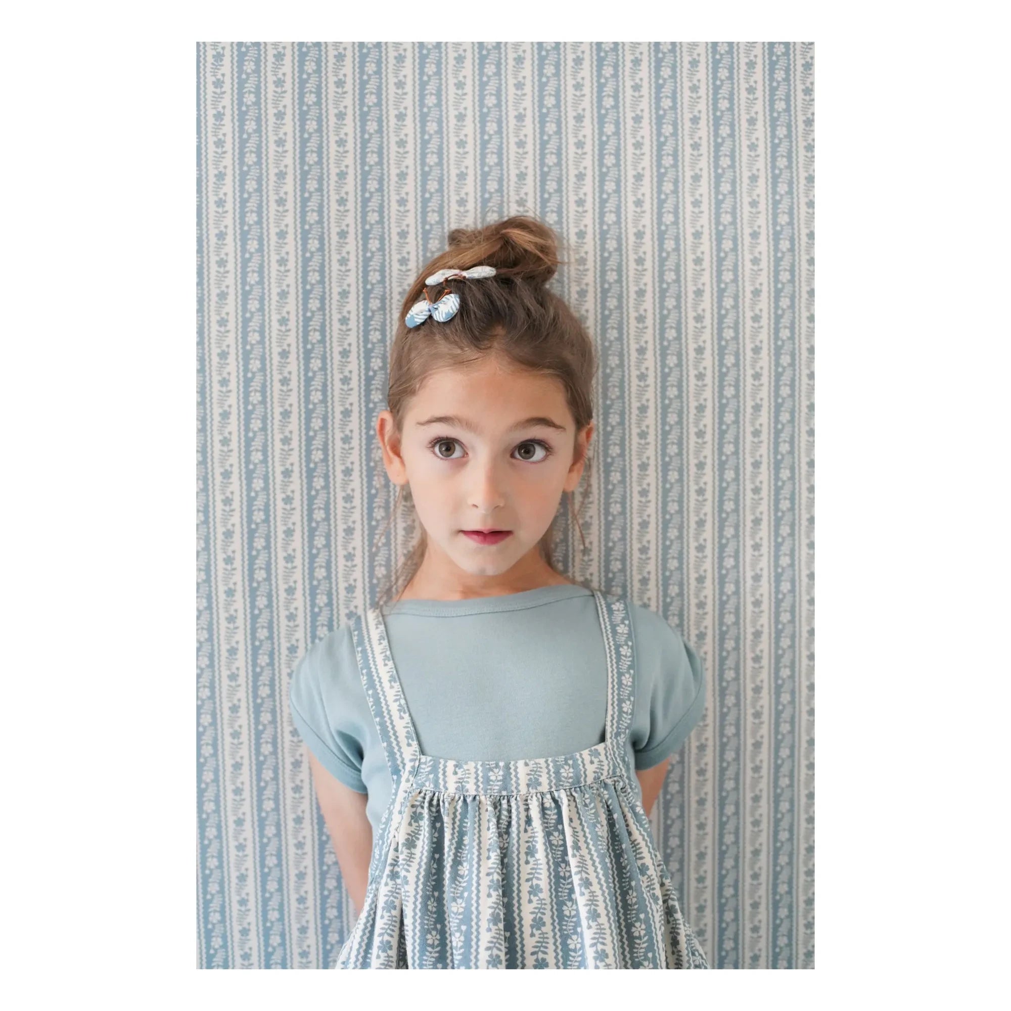 Soor Ploom - Sundae Organic Cotton Gathered T-Shirt | Ice Blue