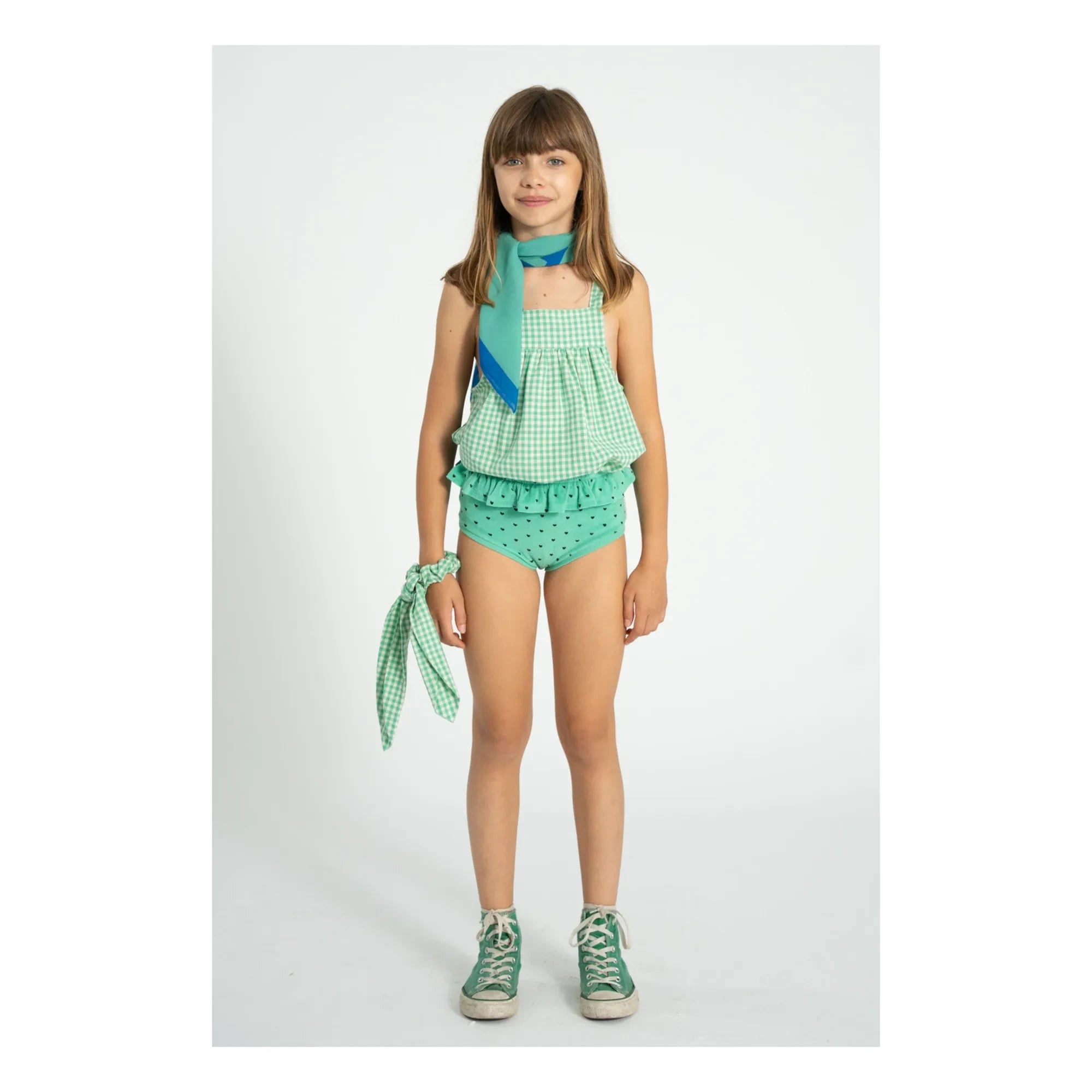 Piupiuchick - Organic Cotton Heart-Print Bloomer | Green