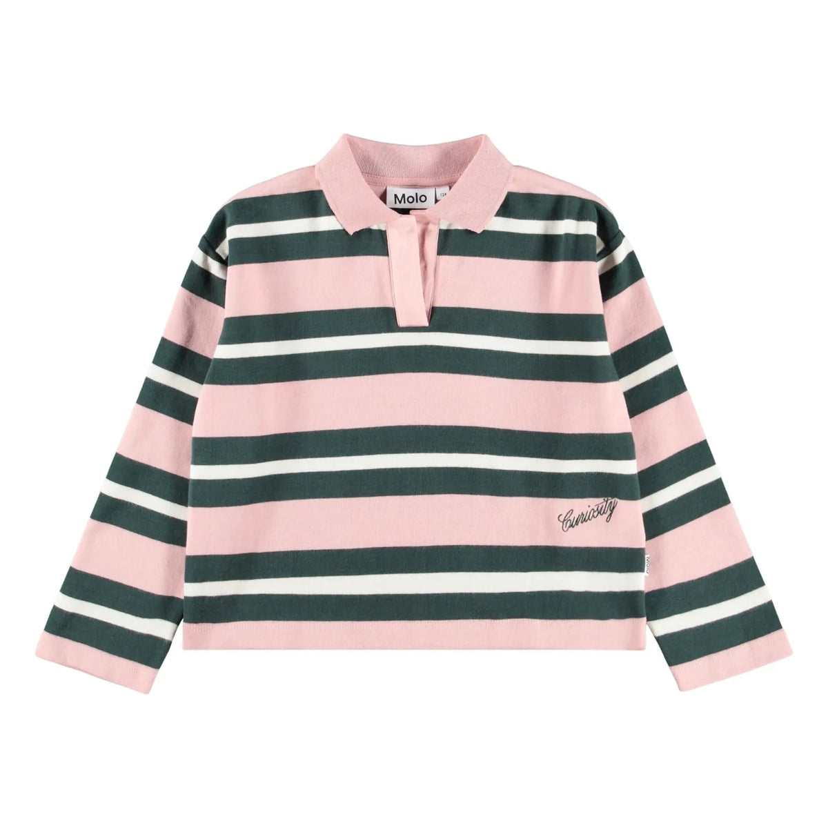 Molo - Polo a rayas Mille de algodón orgánico | Rosa empolvado