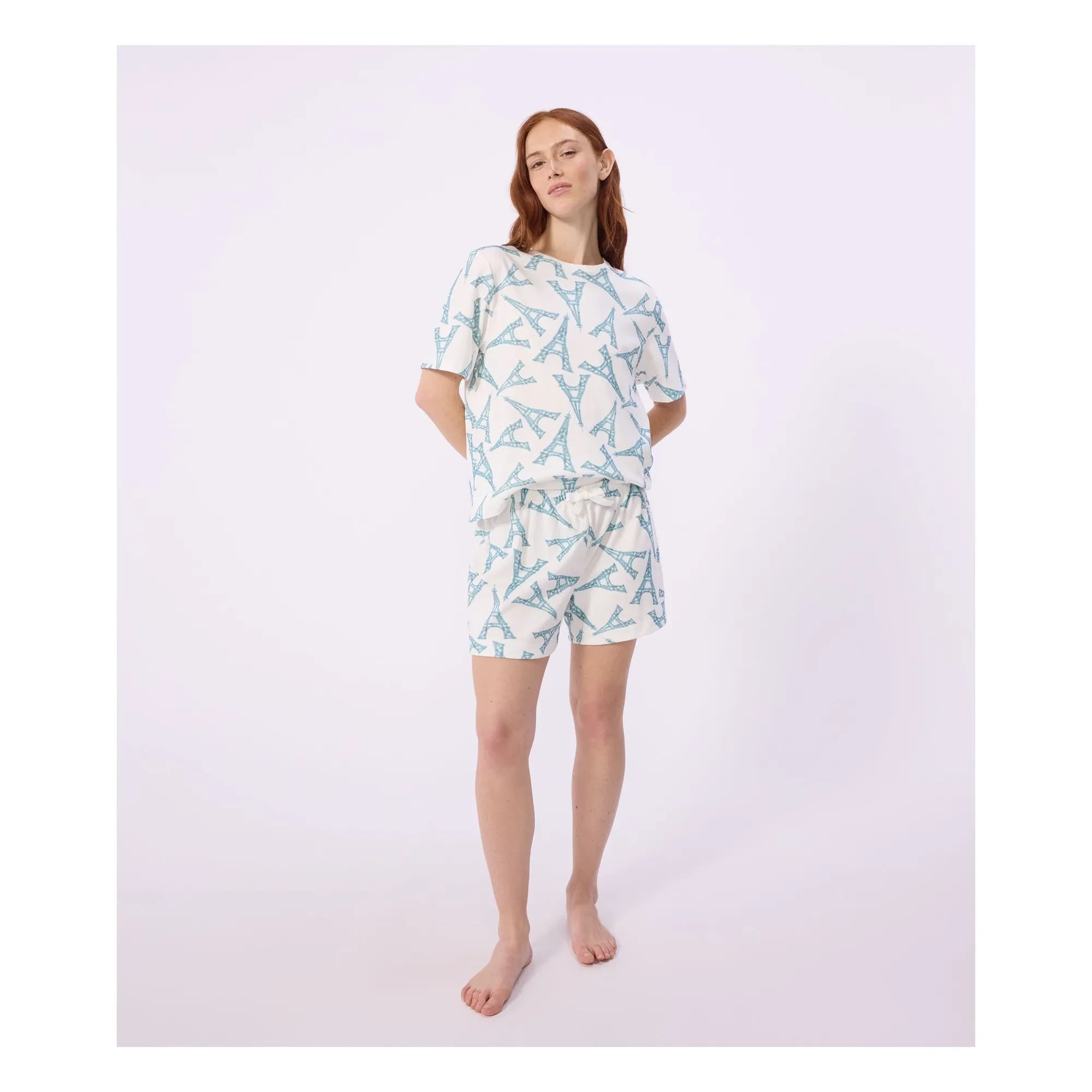 Petit Bateau - Pyjama Şort Eiffel Tower | Beyaz