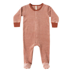 Quincy Mae - Striped Footed Romper | Rouge Brun