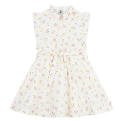 Petit Bateau – Ärmelloses Kleid aus Bio-Baumwolle mit Blumenmuster | Weiß