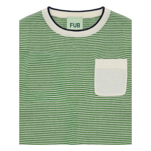 FUB - Gestreiftes Rundhals-T-Shirt Feinstrick Bio-Baumwolle | Grün