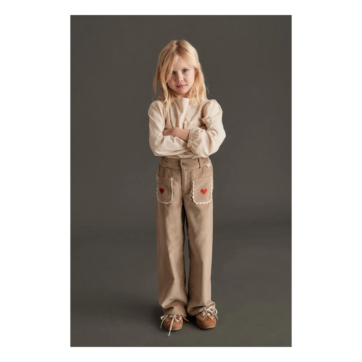 Mipounet - Géraldine Hearts Pantalones de Terciopelo | Beige