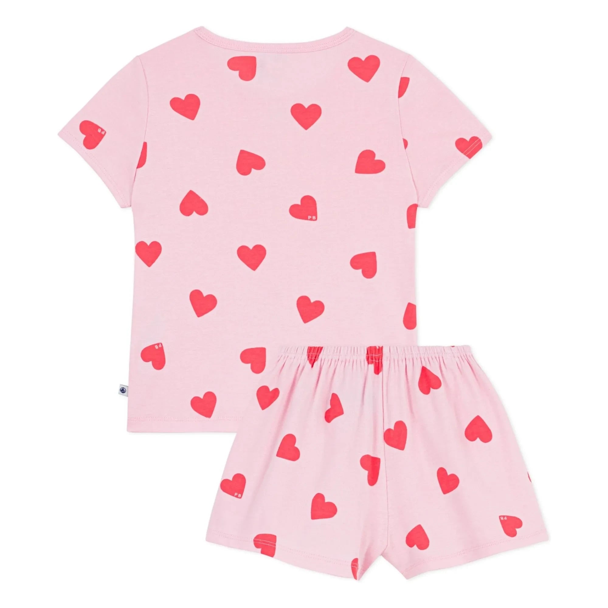 Petit Bateau - Herzgemusterte Shorts Pyjama | Rosa