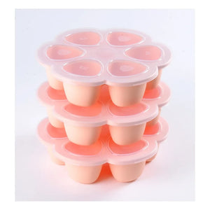 Béaba - Çok Bölmeli Silikon Tabak 6x150 ml | Açık Pembe