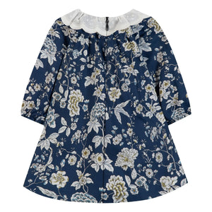 Tartine et Chocolat - Vestido con cuello ondulado de flores | Azul marino