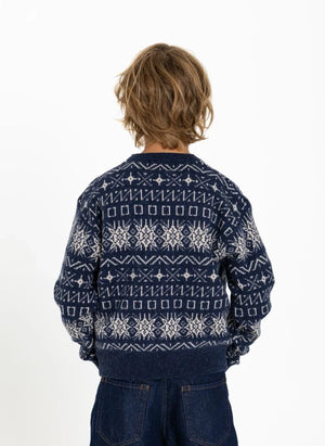 Hundred Pieces - Mika Jakarlı Merino Yün Kazak | Gri mavi