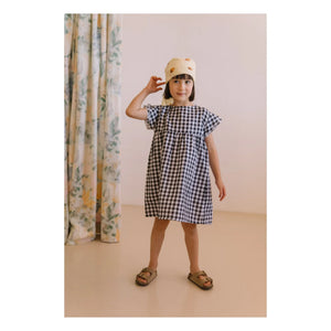 Studio Bohème - Cousine Vichy Bio-Baumwoll-Musselin-Kleid | Schwarz