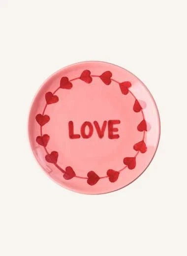 Rice - "Love" Pembe Seramik Tatlı Tabağı