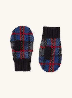 Caramel - Apo Checked Merino Wool Gloves | Gray Blue