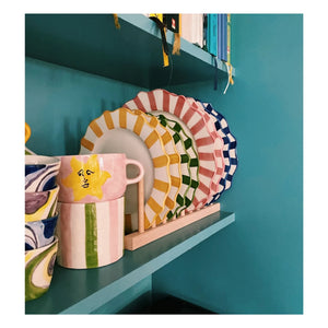Anna + Nina - Çizgili tabak - 27 cm | Pembe