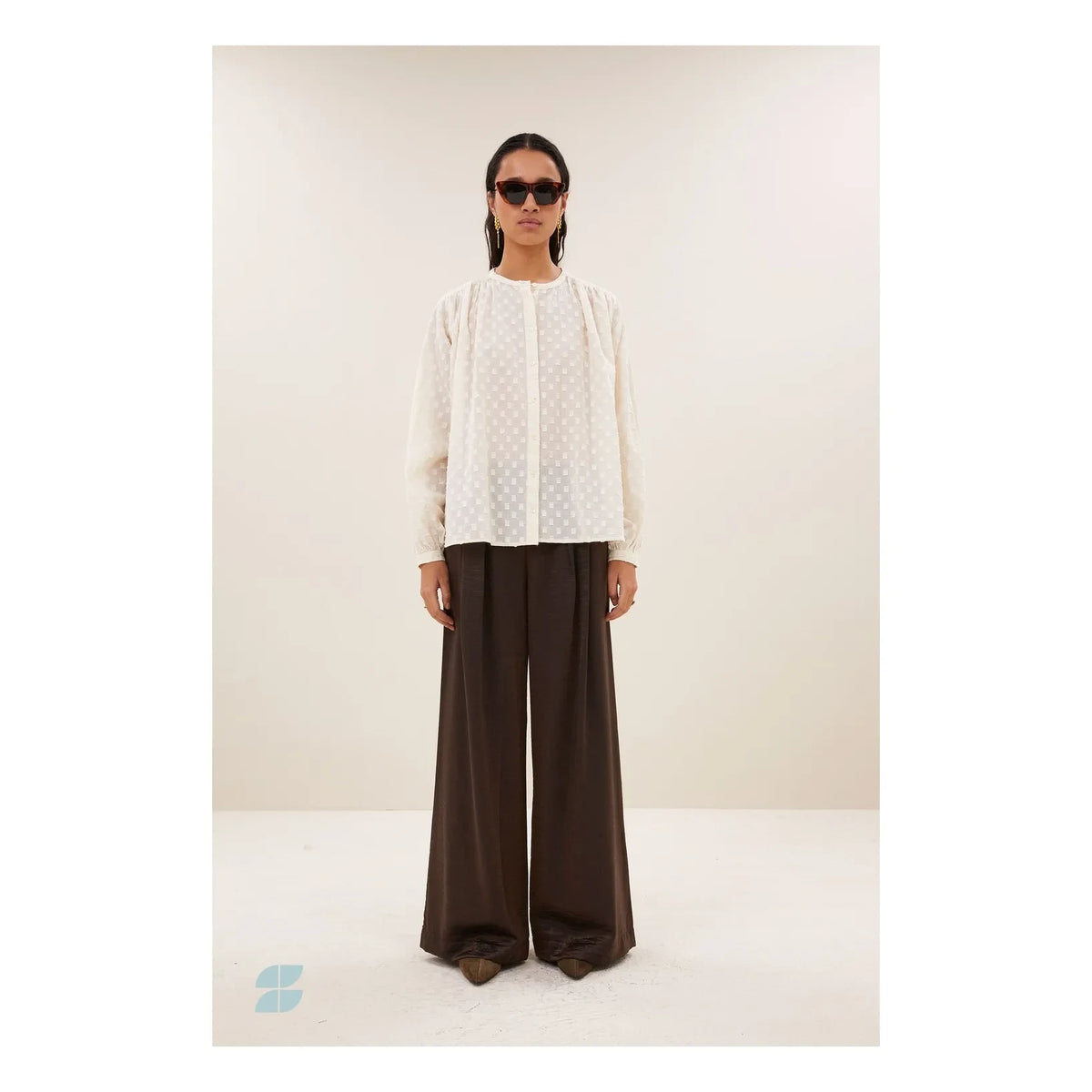 By Bar - Nyka Weave Organik Pamuklu Bluz | Ecru