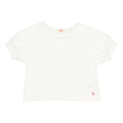 Búho - Organik pamuk dantelli T-shirt | Beyaz