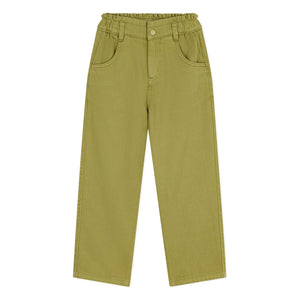 Petit Bateau - Pantalón de sarga con cordón en la cintura | Verde oliva