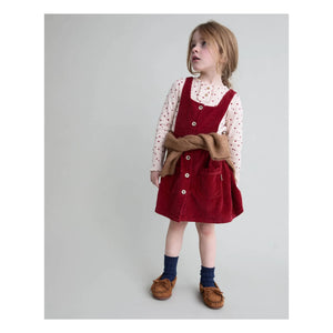 Búho - Vestido abotonado de terciopelo | Rojo cereza