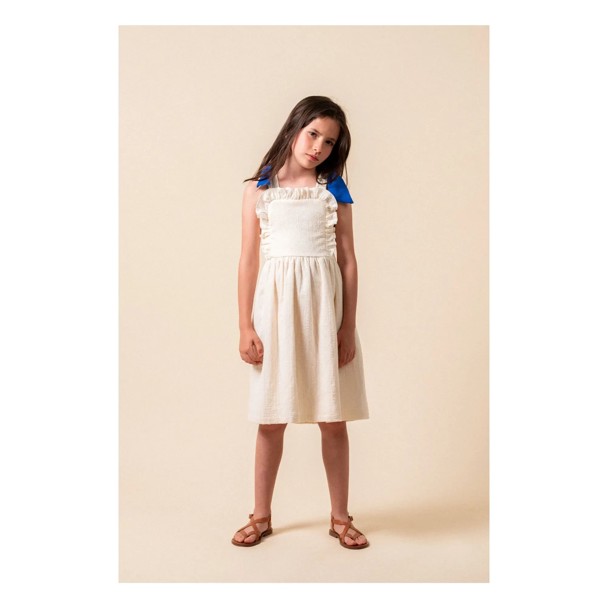 birinit - Plumetis Bio-Baumwoll-Midikleid | Ivory