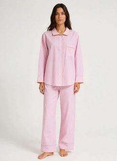 Folkloore - Gestreifte Pyjama - Damenkollektion | Blassrosa