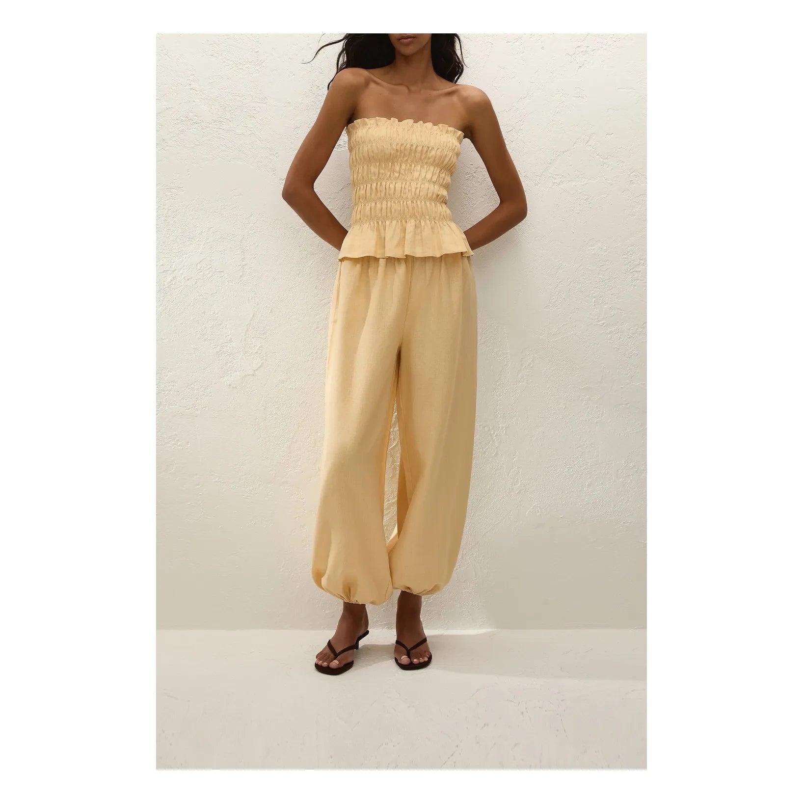 Faithfull the Brand - Tiera Keten Büstiyer Üst | Sarı