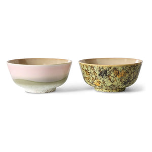 HKliving - Taş seramik kaseler - 2'li set | Pembe