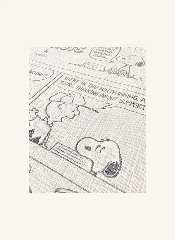 Maison Deux - Maison Deux x Peanuts | Beyaz Beyzbol Baskılı Pamuklu Throw