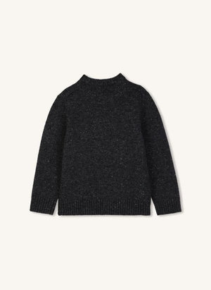 Zadig & Voltaire - كنزة مطرزة من صوف صخري باللون الرمادي الأنثراسيت