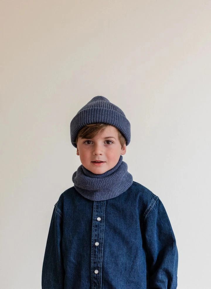 Hvid - Fonzie Merino Wolle Mütze | Denim