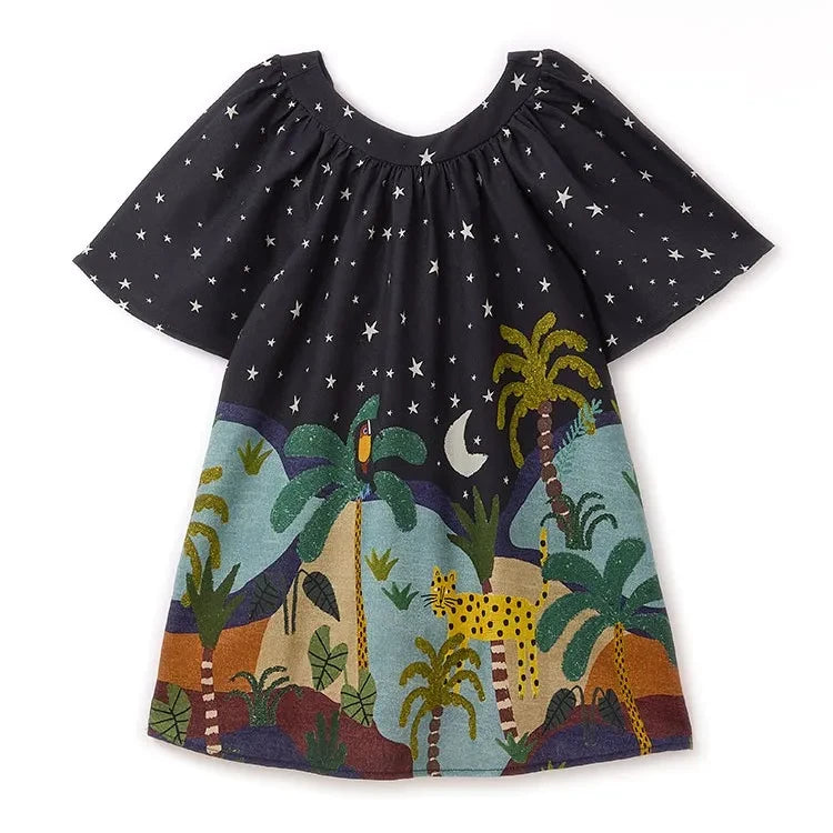 Fabula - Nuit Forêt Elbise | Siyah