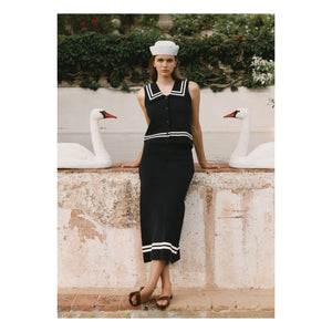The Tiny Big Sister - Blusa de Algodón Sailor | Azul Marino
