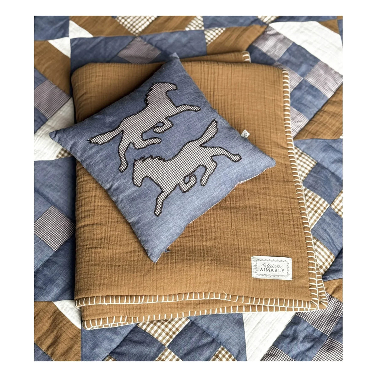 Editions Aimable - Hector Horse Pillow | Blue Chambray