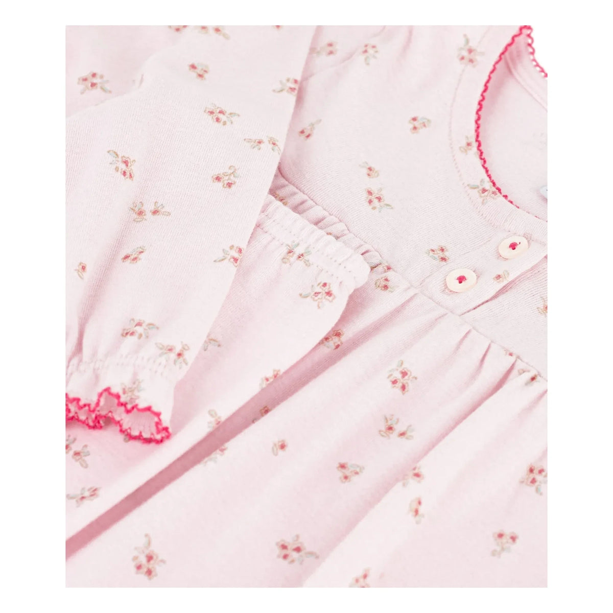 Petit Bateau - Organik pamuklu çiçek desenli pijama | Pembe